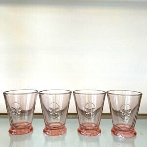 La Rochere Pink Butterfly Papillon Glass Tumbler 4pc Made In France 9.2oz NEW